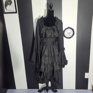 Lip Service Black Ruffled Long Sleeve Gothic Dress